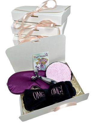 Бьюти бокс / beauty box с косметическими аксессуарами фиолетов...