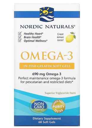 Омега-3, Вкус Лимона, Nordic Naturals, Omega-3, Lemon, 1000 мг...