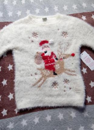 Классный новогодний пушистый "мохеровый" свитер