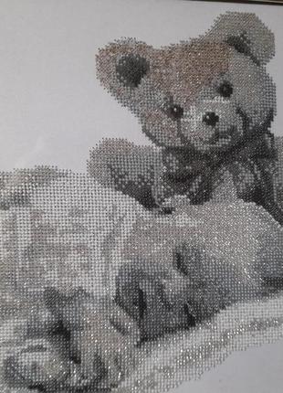 Картина бисером крошка с медвежонком