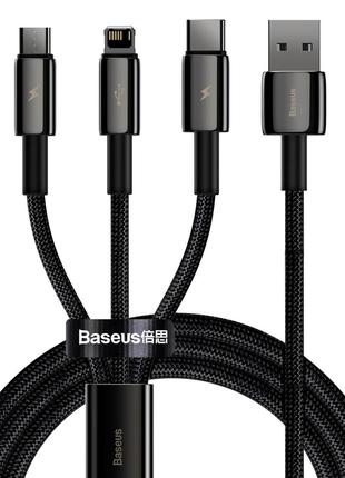 USB кабель 3в1 Micro USB/Lightning/Type-C BASEUS Combo Tungste...