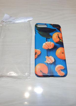 Чехол для apple iphone 7plus / 8 plus новогодний принт мандарины