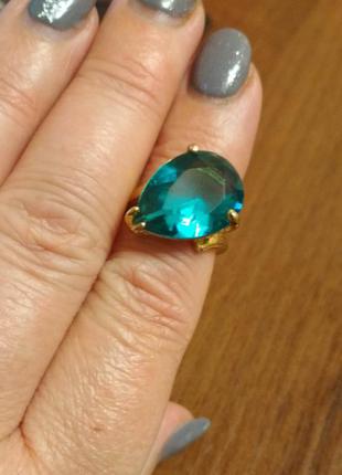 Кольцо с голубым камнем, размер 17