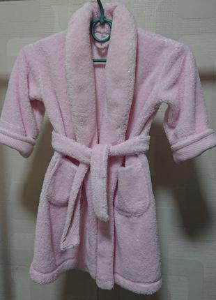 Фирменный плюшевый флисовый розовый тёплый халат.   англия