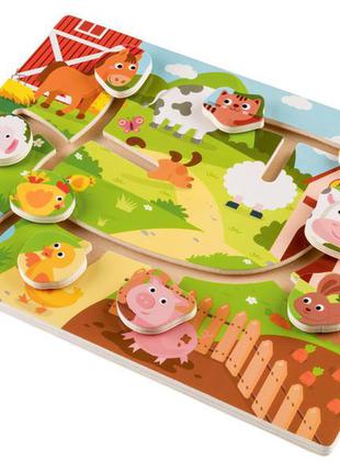 Деревянный слайд-лабиринт животные фермы playtive