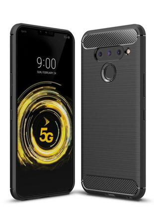 Чехол противоударный Viseaon для LG V40 черный силиконовый