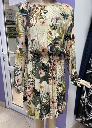 Платье с длинным рукавом с тропическим цветочным принтом h&m