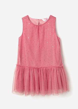 Розовое платье с блёстками для девочки