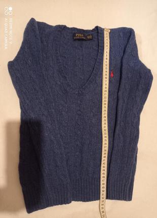 Шерстяной пуловер polo ralph lauren синий с джгутами шерсть ка...