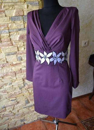 Элегантное платье с аппликацией в цветы от defile lux