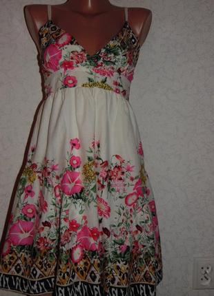 Лёгкое летнее платье из коттона в яркие цветы от ax paris