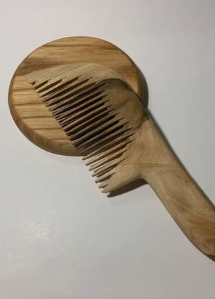 Гребень деревянный для волос с ручкой Орех