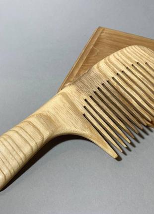Гребень деревянный для волос с ручкой Ясень