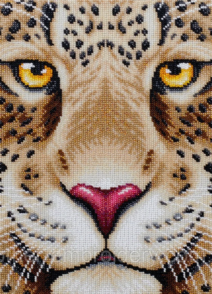 Набор для вышивки бисером "Взгляд леопарда " Чехия, 40х40 см