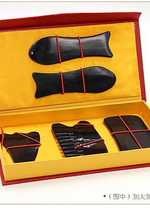 Набор скребков для массажа Гуаша черный цвет (бумажная упаковка)
