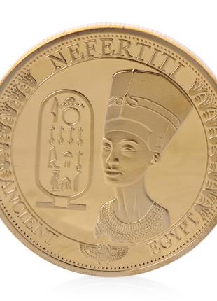 Памятная монета в кошелек Египетская царица Нефертити. золотой