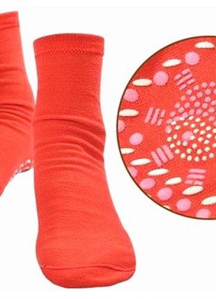 Турмалиновые Массажные носки С БИОФОТОНАМИ Черные красные 25-27