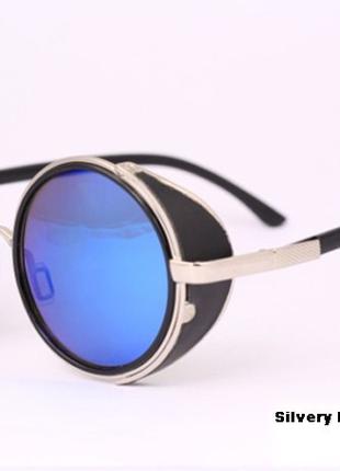 Ретро стиль мужские женские солнцезащитные очки Сильвер-блю