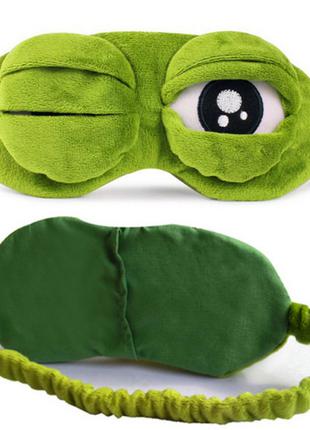 Маска для сна 3D Лягушка Пепе Зеленая