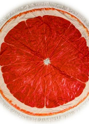 Пляжное круглое полотенце Грейпфрут с бахрамой, диаметр 150 см