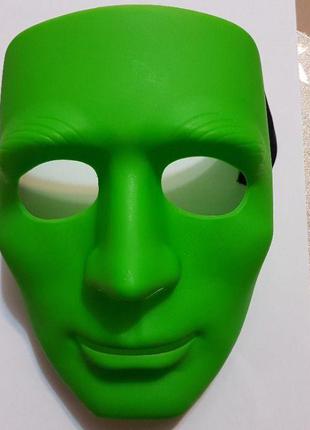 Маска лицо человека (Зеленая), маска мима, безликий