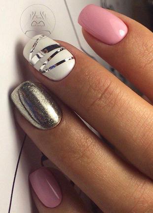 Лента для дизайна ногтей серебро тонкая