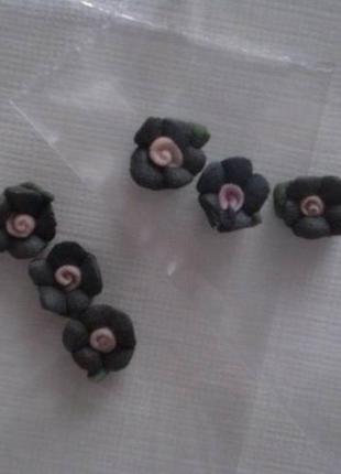 Акриловые цветы розы черные 5 шт набор