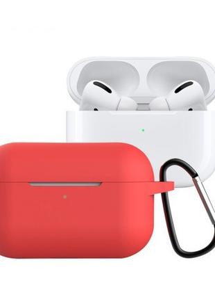 Чехол для Airpods 3 и Airpods 3 Pro красный с карабином