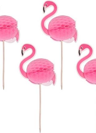 Набор зонтиков коктейльных "Фламинго" розовый