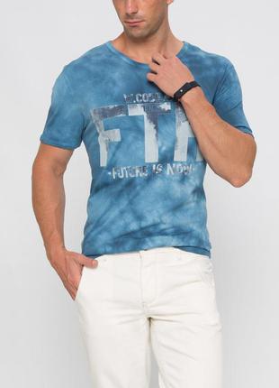 Блакитна чоловіча футболка lc waikiki / лз вайкікі з написом ftr
