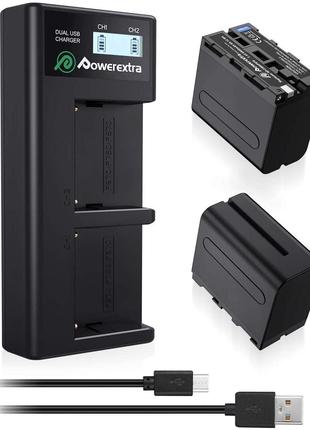 Двойное зарядное устройство Powerextra Dual LCD для Sony NP-F9...