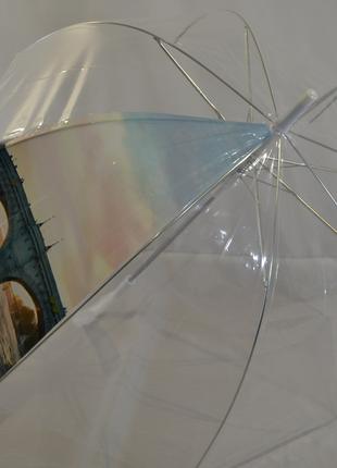 Прозрачный женский зонтик-трость грибком от фирмы "Monsoon".