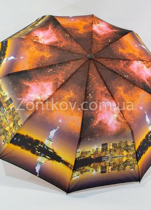 Зонт женский полуавтомат с узором города на 10 спиц