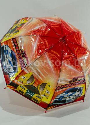 Детский зонтик для мальчика с машинками на 4-8 лет