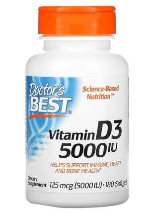 Витамин D3 5000IU, Doctor's Best, 180 желатиновых капсул
