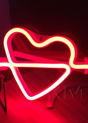 Ночной светильник Neon Sign — Red Arrow Heart