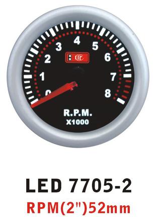 Тахометр покажчик стрілочний Ket Gauge 7705-2 LED діодний Ø52мм