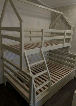Кроватьдвухъярусная деревянная "Домик2 "ліжко  двоповерхове