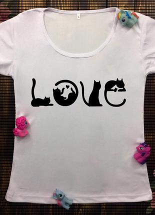 Женская футболка с принтом - love cat