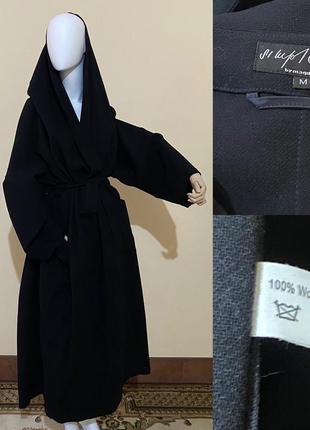 Дизайнерское черное шерстяное пальто magdalena ernst