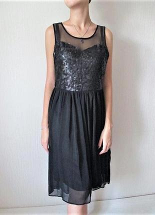 Новое платье миди в паетки черное нарядное  размер м