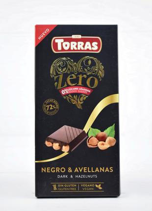 Черный шоколад с фундуком без сахара и глютена Torras Zero 150...