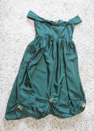 Длинное зеленое платье с золотыми розами, косплей, карнавально...