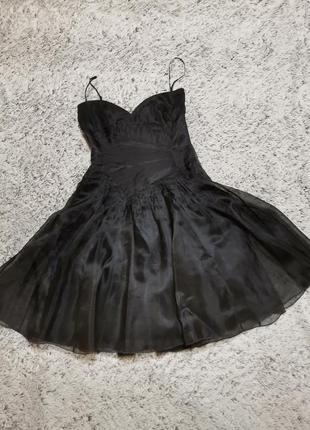 Вечернее черное пышное платье, шелк, карен миллен