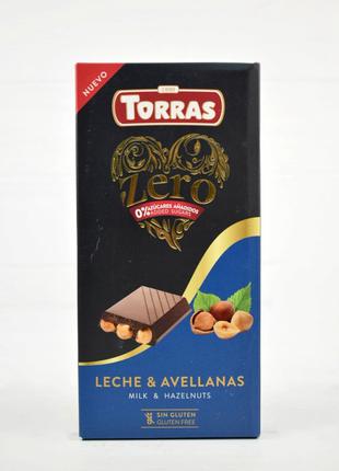 Молочный шоколад с фундуком без сахара и глютена Torras Zero 1...