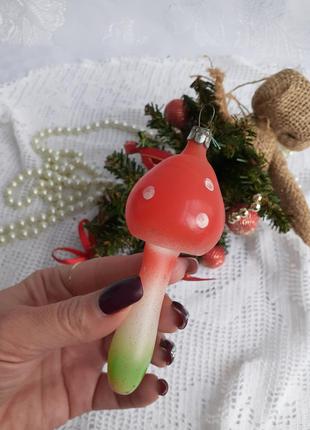 🍄🎄 гриб мухомор☃️ срср ялинкова іграшка велика радянська новог.
