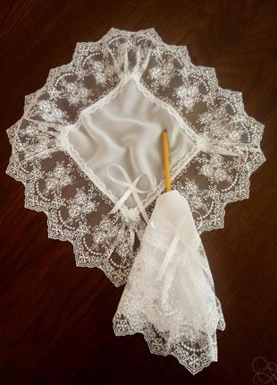 Хусточка платочек салфетка кружевная для свечей на венчание