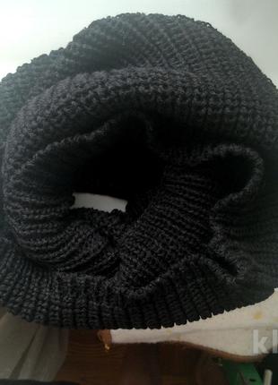 Вязаный шарф-снуд, черный, новый