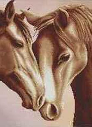 Схема для вышивки бисером "Влюбленная пара лошадей", упряжка,л...