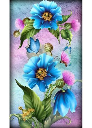 Алмазная вышивка" Полевые цветы ",бабочка, цветы, синие, полна...